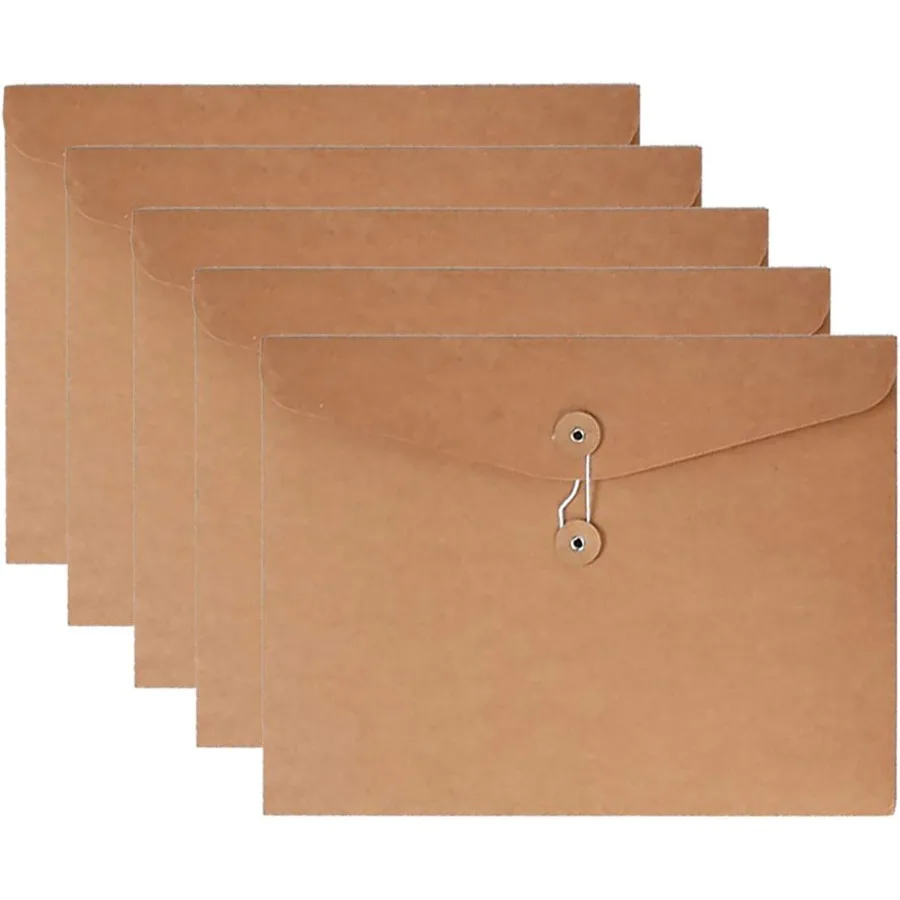 

Kraft String Envelope File Folder Project Pockets File Jacket Document Organizer FlatNo Expansion A4 Letter Size Kraft Brown Pa