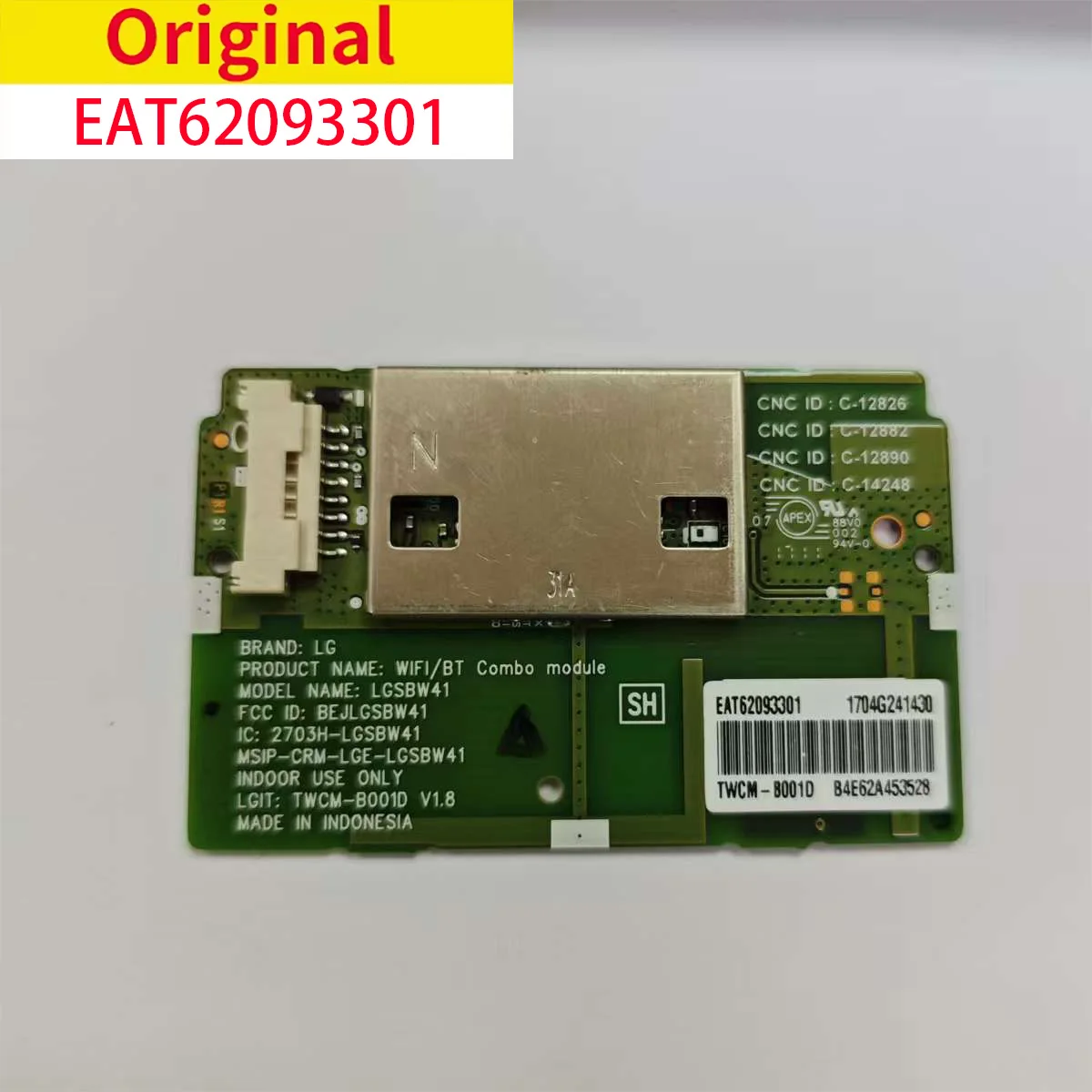 

EAT62093301 LGSBW41 Беспроводной модуль Wi-Fi Bluetooth-адаптера для телевизоров 40LF6300 43SM3C 49SM5B 55EC9300 60PB6650 65UF8500 70LB7100