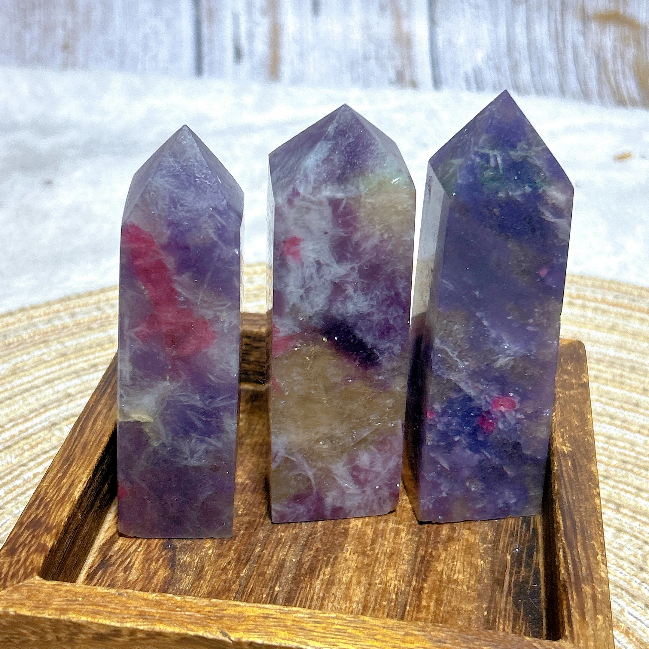 

Healing Natural Crystal Unicorn Lepidolite With Ruby Tower Point Gemstones Mineral Energy Ore Home Decorations Room Decor Gift