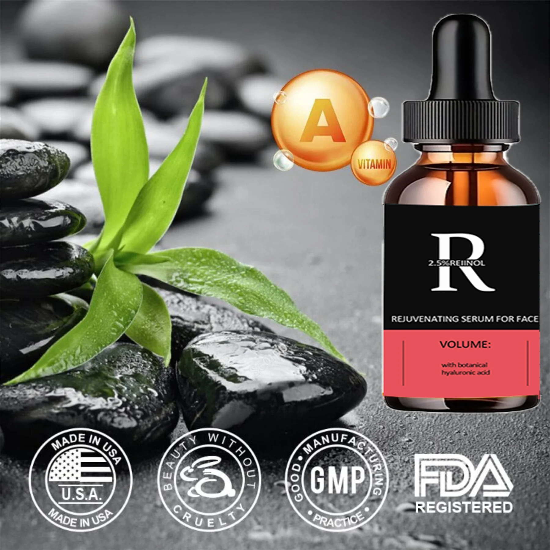 Retinol Facial Serum Organic Whitening Anti-Aging Wrinkle Essence Face Skin Care Vitamin Hyaluronic Acid Moisturizing