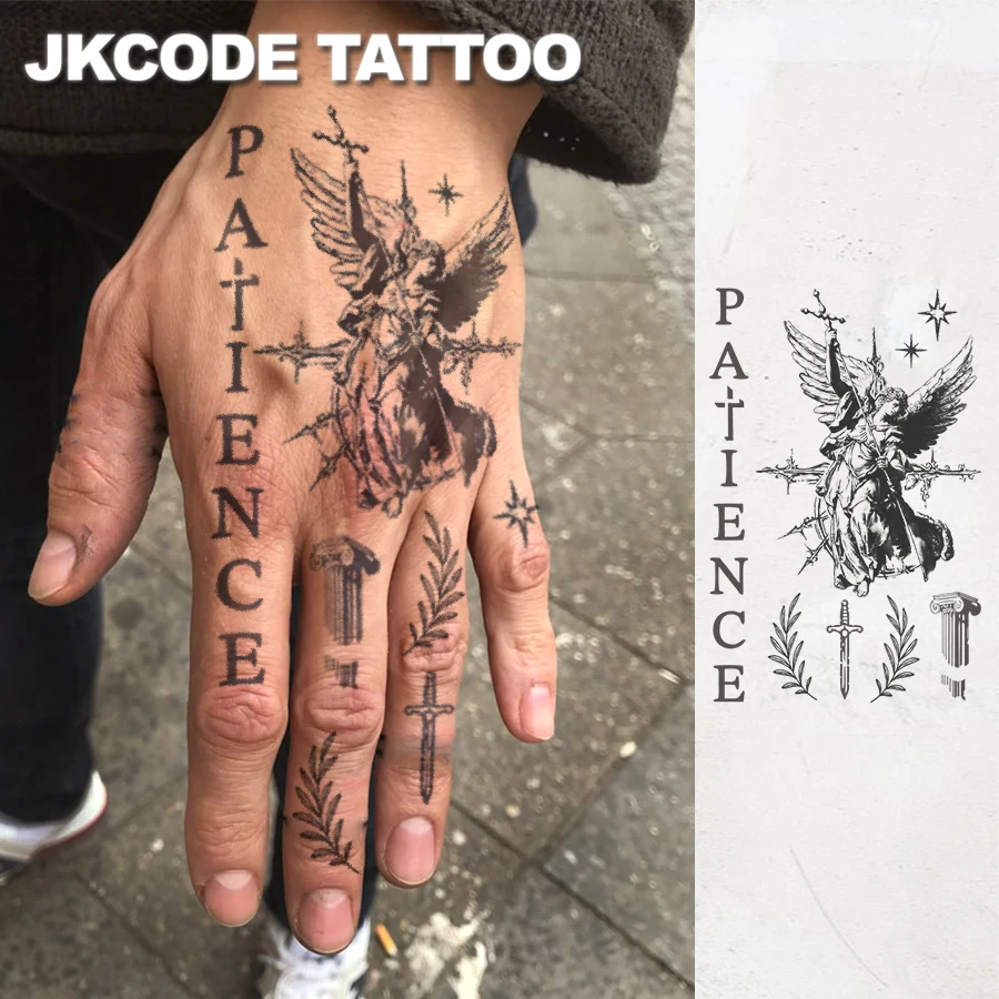 Tatuajes semipermanentes a prueba de agua, arte de yeso de mitología femenina, tatuajes temporales de hojas de olivo, tatuajes de dedos, dura 1-2 semanas