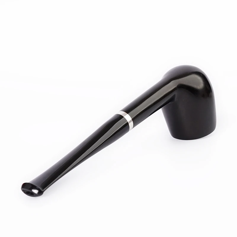 MUXIANG Briar Tobacco Pipe Handmade Smoke Wood Pipe Straight handle billiard pipe vulcanized rubber pipe mouth silver ring