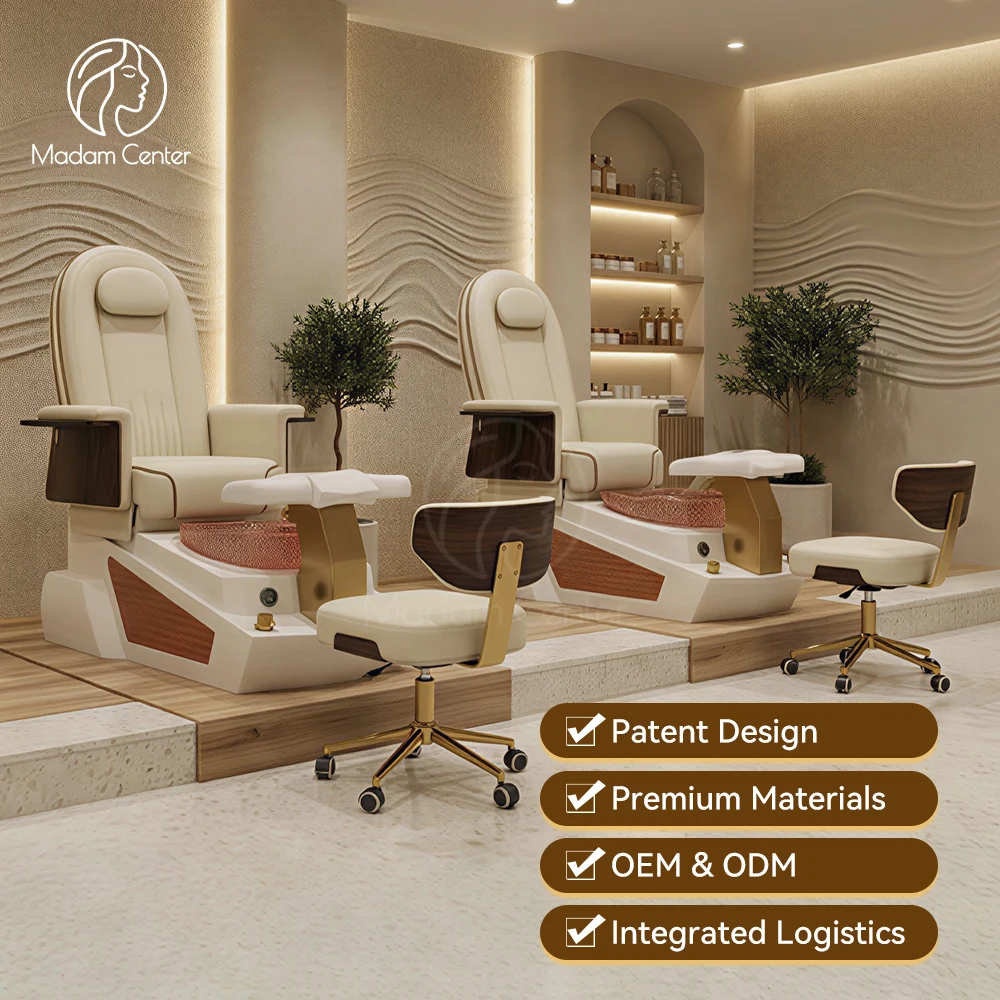 Madamcenter Luxury Modern Style Multifunctional Whirlpool Pedicure Chair Set Stainless Steel Plastic Pipeless Jet System for