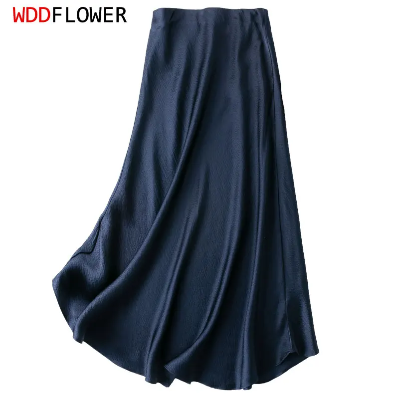 Women Silk Skirt 100% Mulberry Silk 19 Momme Solid Color Summer Beach Fishtail Style Skirt L XL MM878