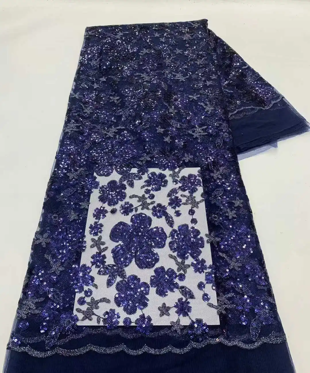 Tela de encaje de lentejuelas africanas de 5 yardas, nueva tela de malla con cuentas deslumbrantes de encaje de alta calidad para vestidos de fiesta de boda para mujer 2025