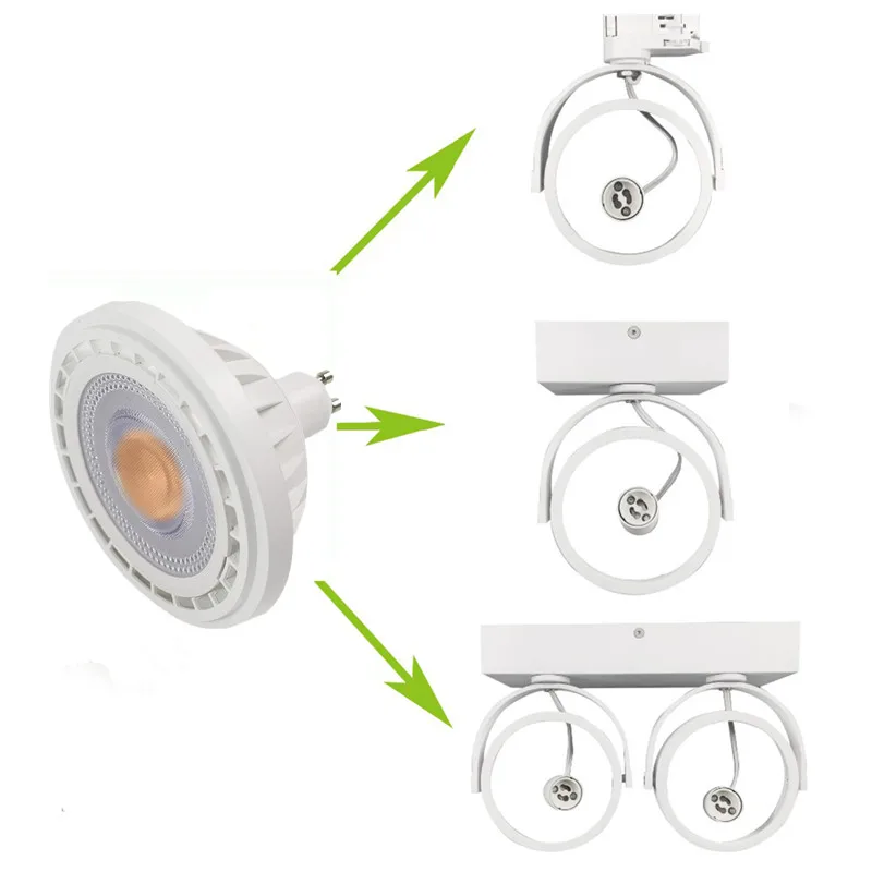 AR111 LED Spotlight Light Dimmable Lamp 10W 15W G53/GU10 Bulb COB ES111 LED AC110V 220V DC 12V Warm White Cold White