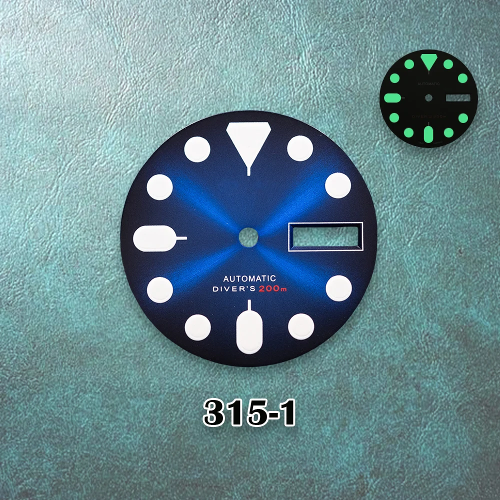 28.5mm S Logo New Diver's NH35 Dial SUN Dial Fit NH36/4R36 Movement C3 Green Luminous Watch Modification Accessories