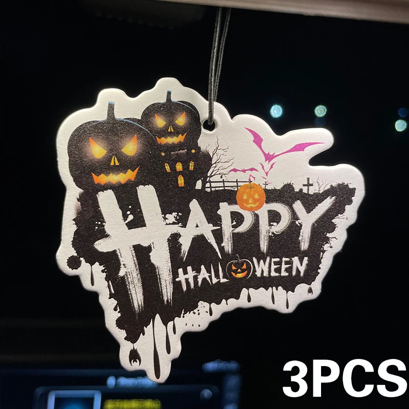 Halloween Horror Bat Pumpkin House Evil Expression Bahamian Sea Breeze Scent (Romantic Fragrance) Car Air Freshener, Wardrobe Air Freshener, Perfume, Rearview Mirror Decoration, Car Interior Hanging Ornament, Natural Fragrance Air Purifier, Anime Cartoon Toilet Scent Bag, Living Room Office Room Bedside Hanging Decoration