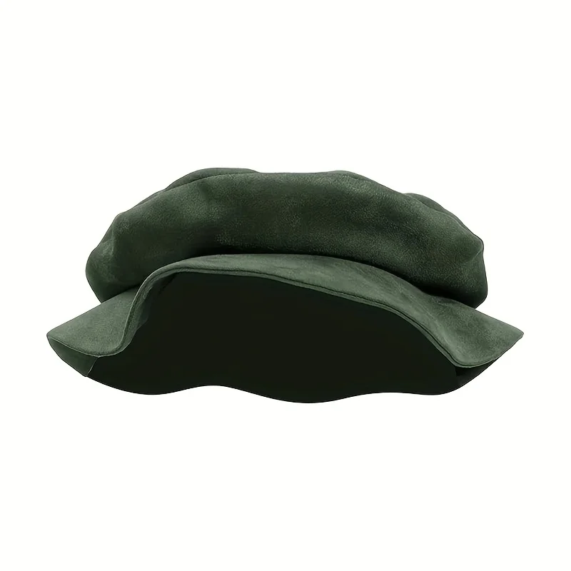 Tudor Style Flat Top Beret Cap Unisex Faux Suede Wide Brim Renaissance Medieval Hat Historical Costume Headwear