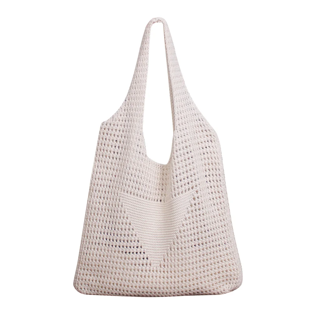 Fashion Hollow Knitted Women\'s Bags Casual Female Shoulder Bags Simple Crochet Tote Bags Ladies Shopping Top-Handle Handbag