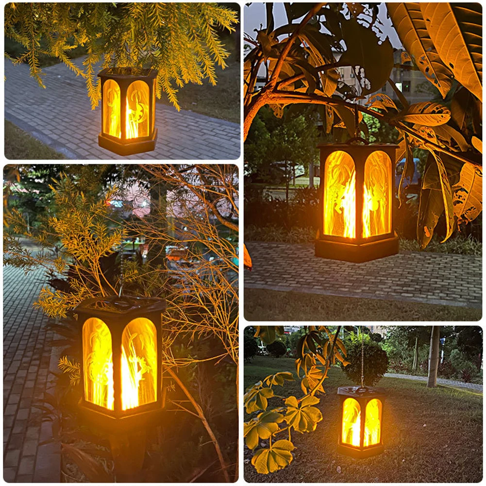 Luces de antorcha de llama Solar para exteriores, 96LED, luz de jardín de llama automática, linterna colgante de encendido/apagado automático para césped, Patio, pasarela