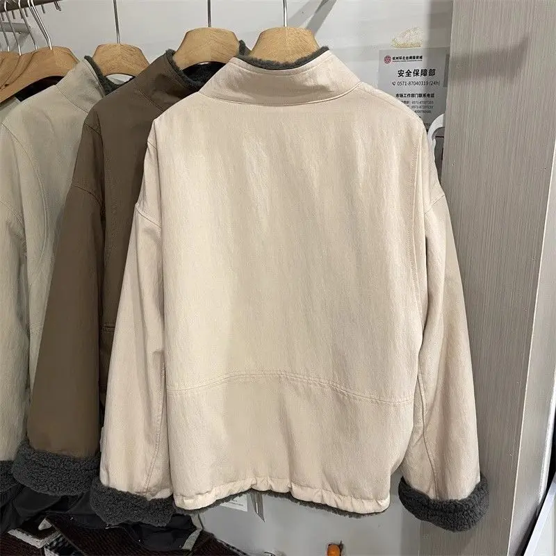 2025 Autunno/Inverno delle Nuove Donne di Lana di Agnello Vestiti di Cotone per Pendolarismo Antivento Collo Alto Abiti Da Lavoro Vestiti di Cotone