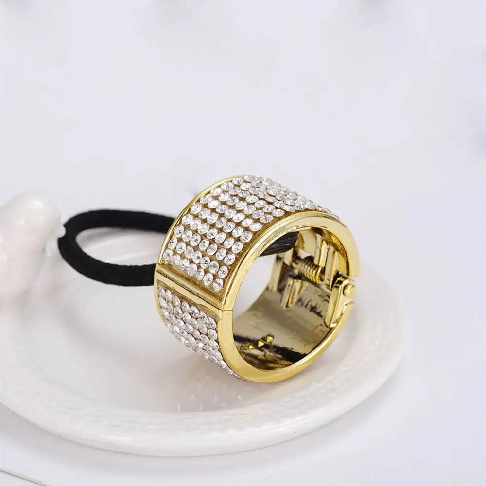 Shining Rhinestone Crystal Gum Girls for Women Pearl Ponytail Holder Cuffs Hair Ring Hairband Buckle Headwear