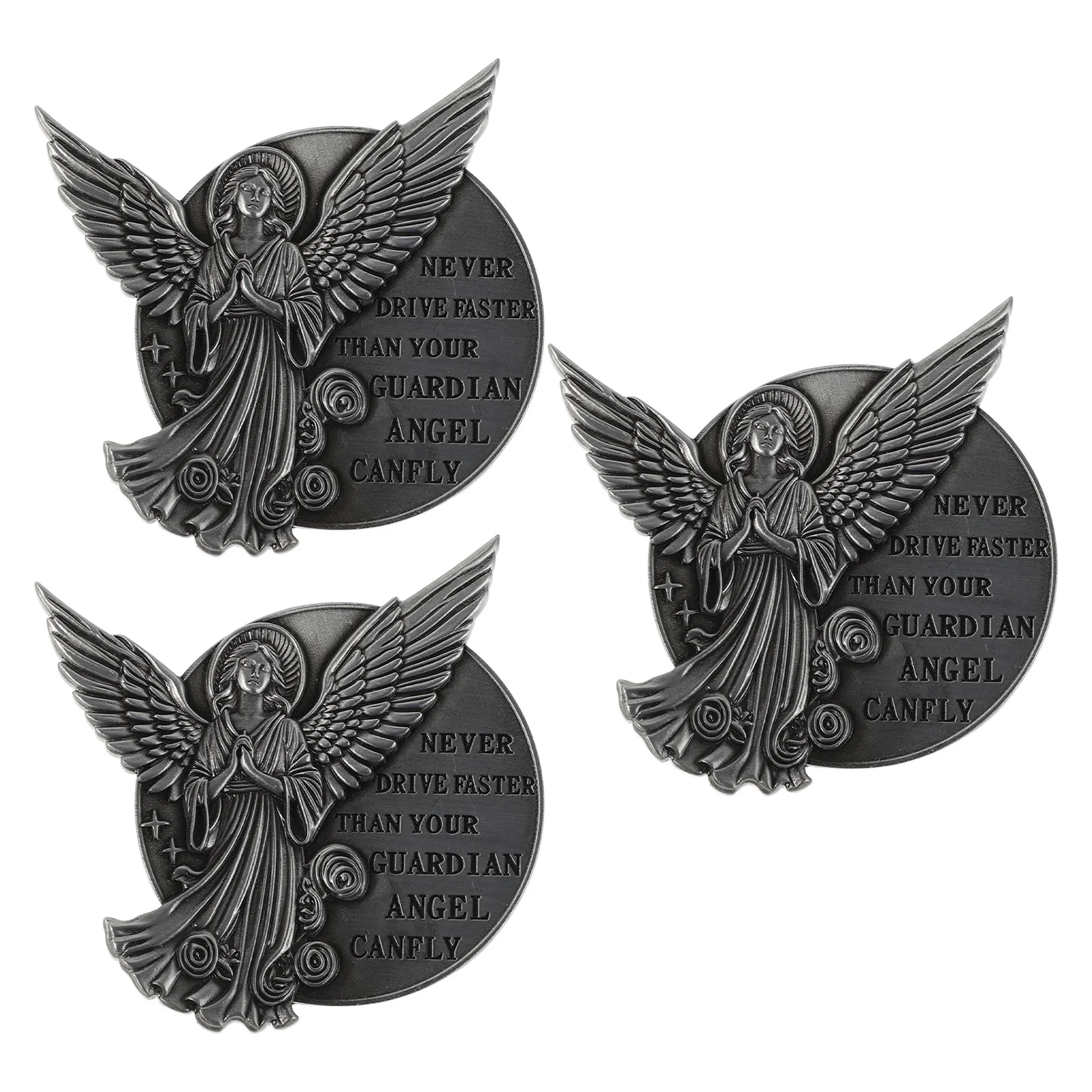 

3pcs Car Visor Clip Angel Style Never Drive Faster Charm Metal Safety Accessory For Teen Drivers Family Friends Guardian Angel