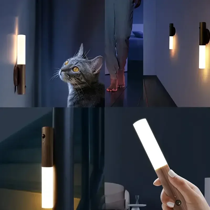 Luce notturna con sensore di movimento intelligente - Illuminazione ambientale a LED, Luce ricaricabile da parete/armadio per l'arredamento della cucina del corridoio della camera da letto