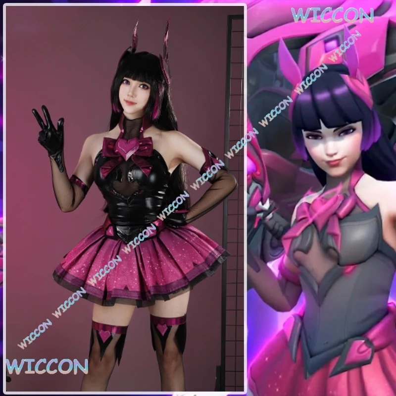 

Игра Ow Косплей DVA Косплей Костюм Платье DVA Сексуальный Костюм С Наклейкой Суета Женщины Девушки Хэллоуин Ролевой Костюм