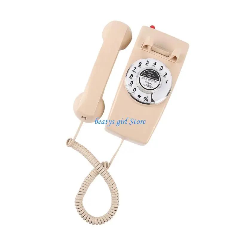 C7AB ABS Metal Vintages Telephone Wall Mounted Landlines No Battery Required for Office Hotel Decoration