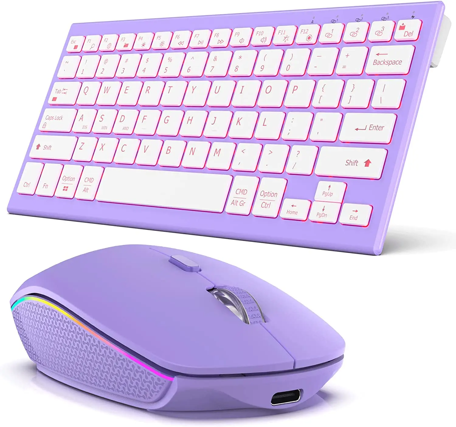 Bluetooth Keyboard and mouse Comb USB wireless keyboard mouse rechargeable for Mac Windows Android 7 Colors Backlit +2.4G 