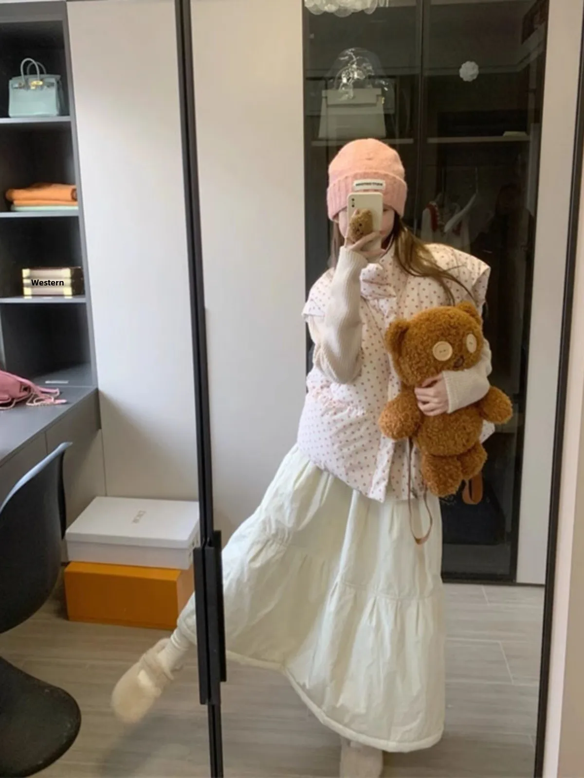 เสื้อกั๊กผ้าฝ้ายผู้หญิงทรงหลวมพิมพ์ลายดอกไม้ Thiened Warm Svel Jaet Winter Outerwear Zipper Closure Stand Collar Commute...