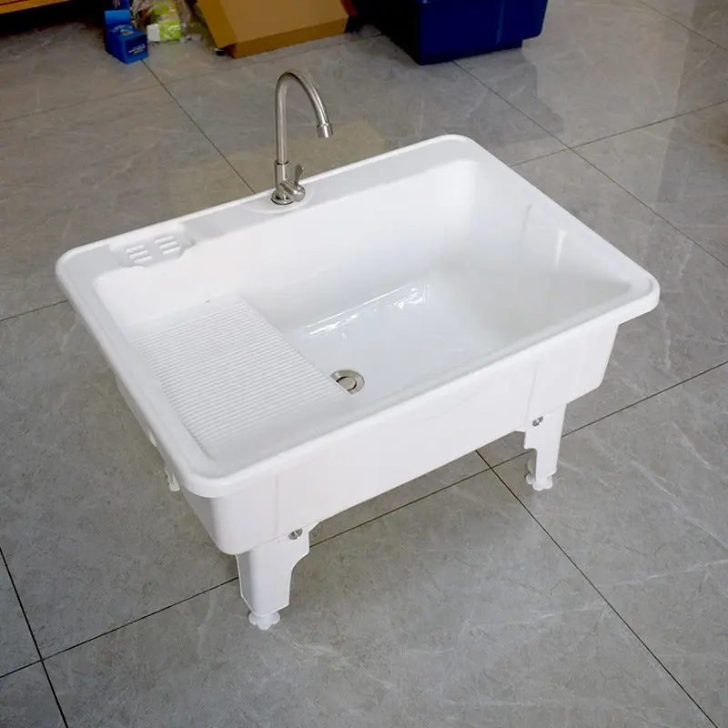 Plastic mop pool laundry pool integrated basin can sit laundry balcony laundry basin with rubbing board bathroom