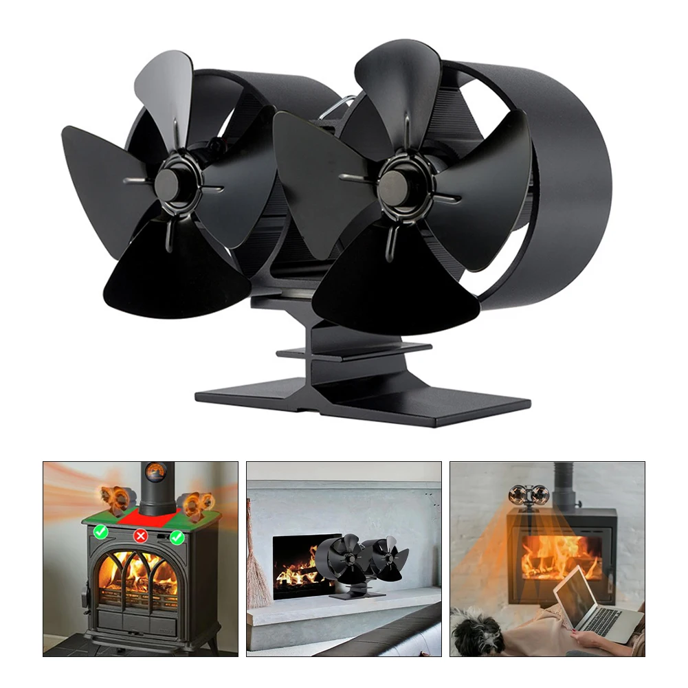 

Wood Stove Fan Heat Powered 8-Blades Double Motor Double Heat Powered Fireplace Fan Non-Electric Thermoelectric Fan