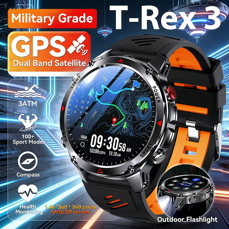 

2026 New Military GPS Smart Watch Men Outdoor Sport Cycling Running Swimming Fitness 10ATM Waterproof Bluetooth Call Bracelet