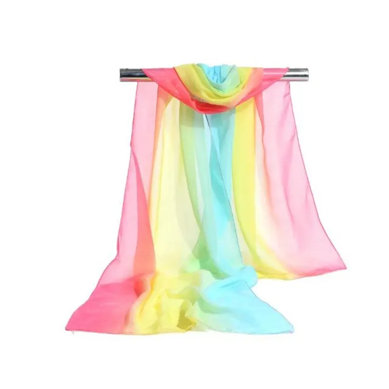 160*50cm nowa moda kobieta kolor gradientu szyfonowa szalik dziki szal ochrony przeciwsłonecznej kwiat kwiatowy dziewczyna szalik szaliki