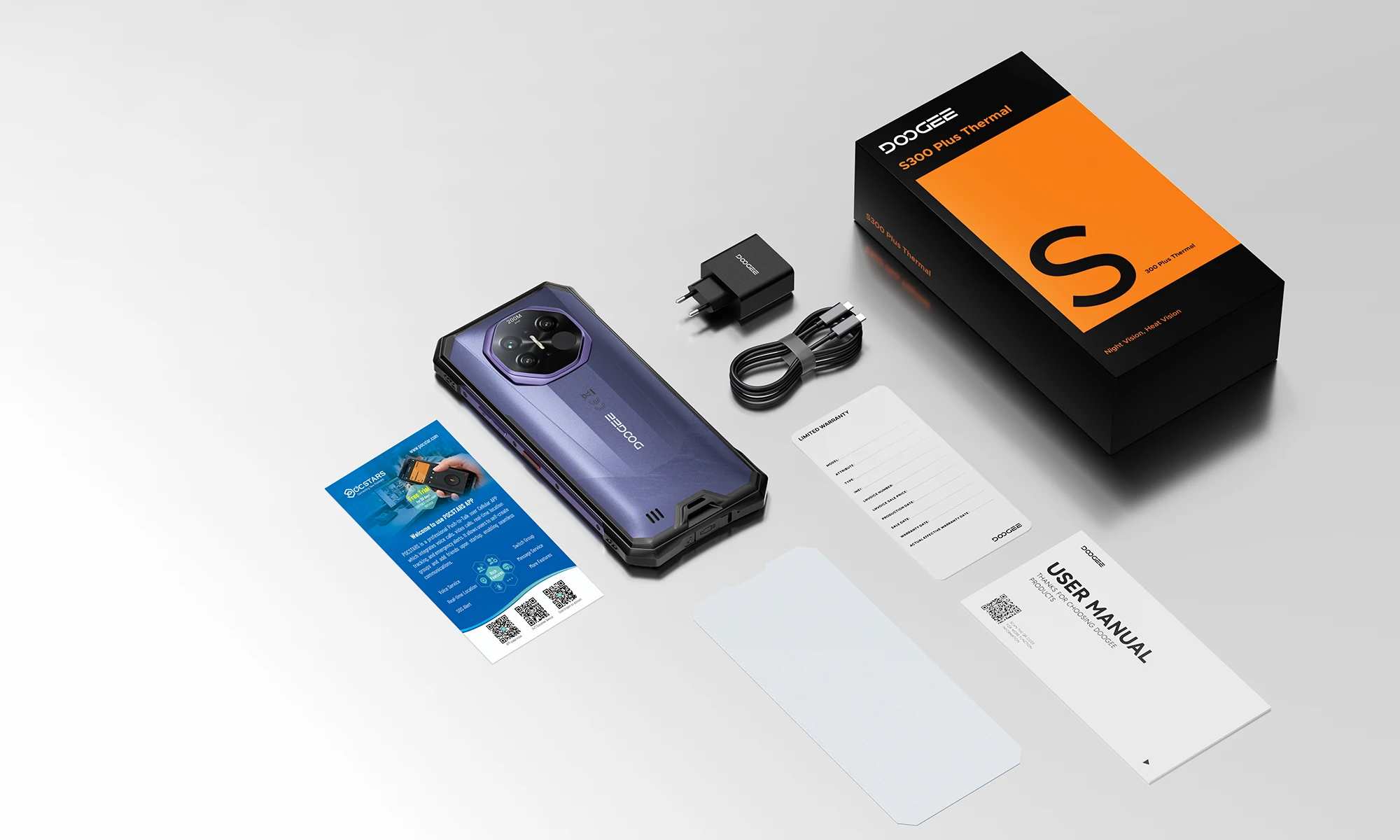 DOOGEE S300 Plus Thermal Imaging 5G Rugged Phone 6.78” FHD+120Hz 48GB+1TB Dimensity 8300 Octa-core 11000mAh Smartphon Android 16
