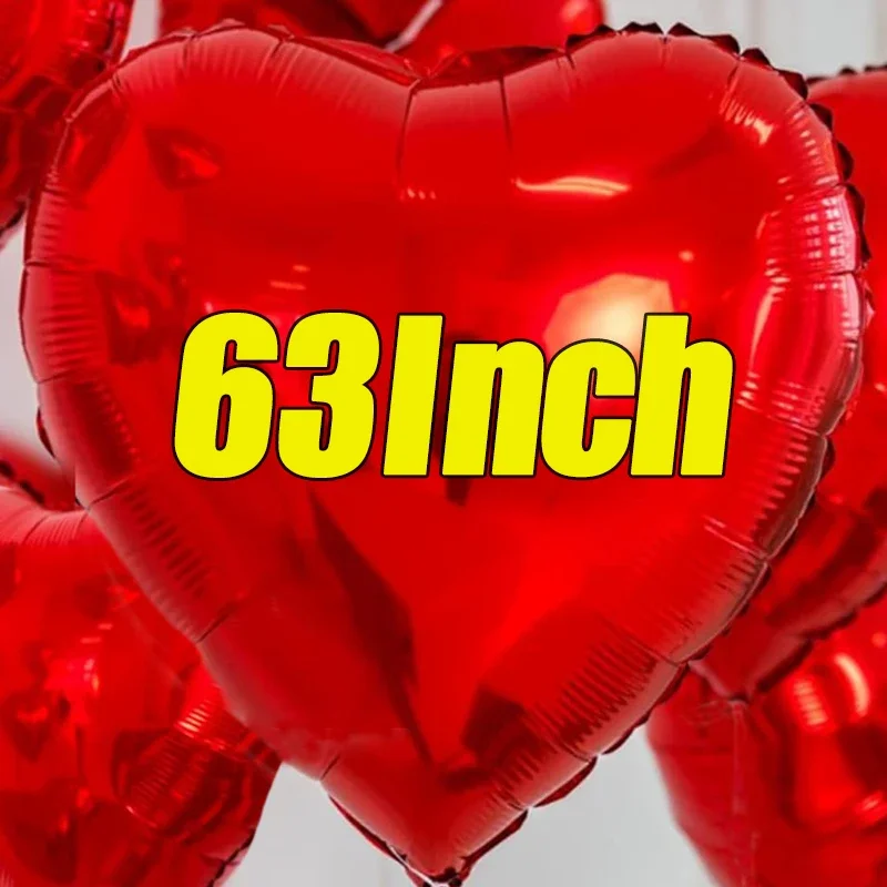 63Inch Love Balloons Large Aluminum Film Red Heart Shaped Balloon Birthday Party Romantic Home Decoration Valentine's Day Gifts