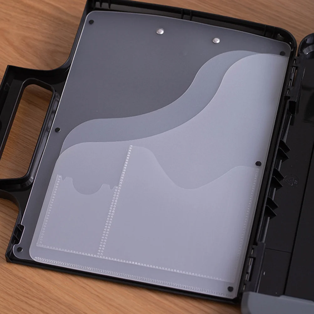 Black Multifunctional A4 Files Box Document Clipboard Case Calculator Storage Organizer Business Office A4 Files Box