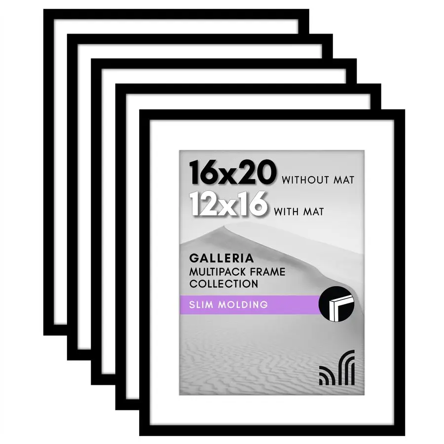 

Фоторамка 16x20 с полированным оргстеклом, набор из 5 штук. Используется как рамка 12x16 с подложкой или для демонстрации фотографий 16x20 без подложки. Серия Galleria C.