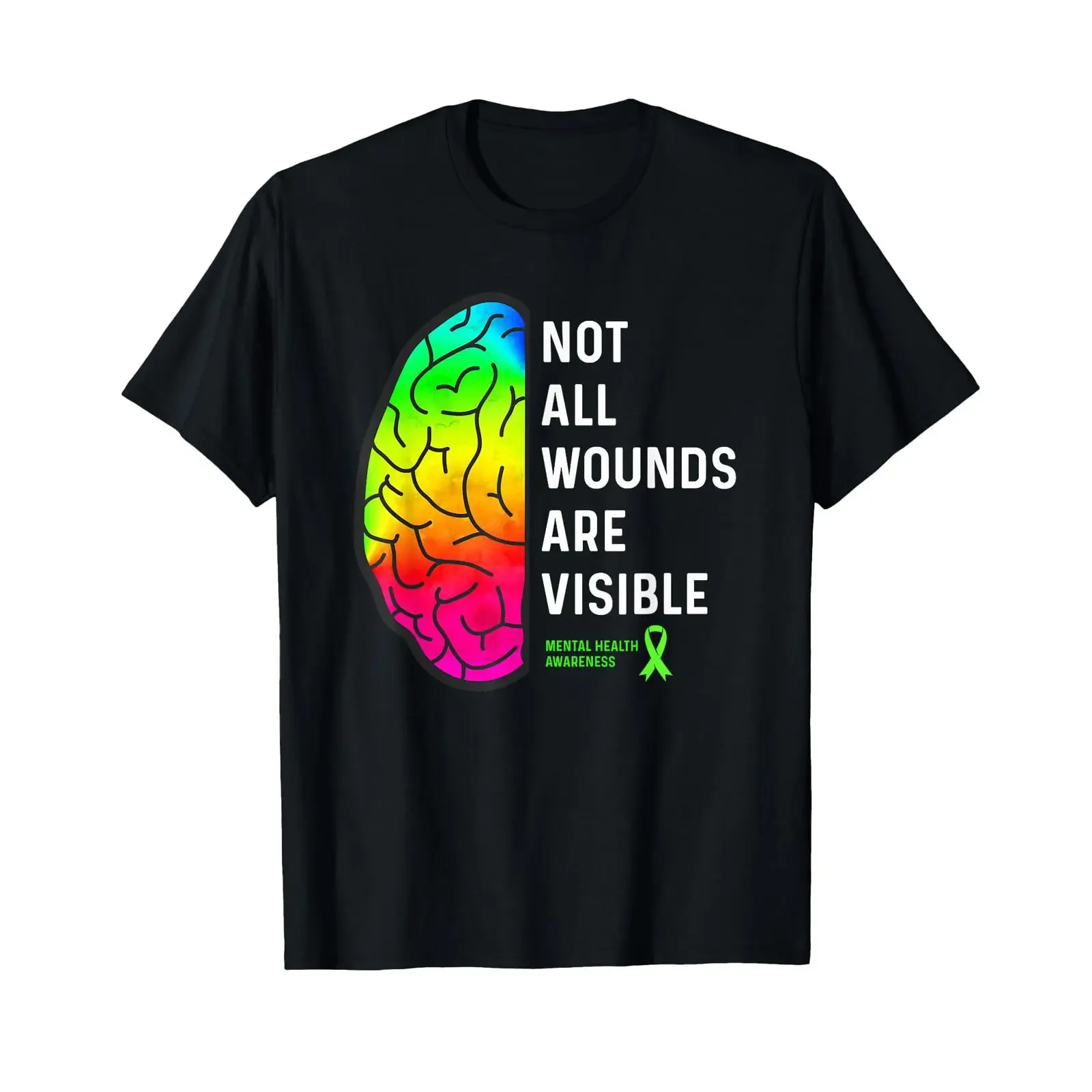 Not All Wounds are Visible Mental Health Awareness T Shirt vintage Washed streetwear Versatile Soft Casual graphic Breathable