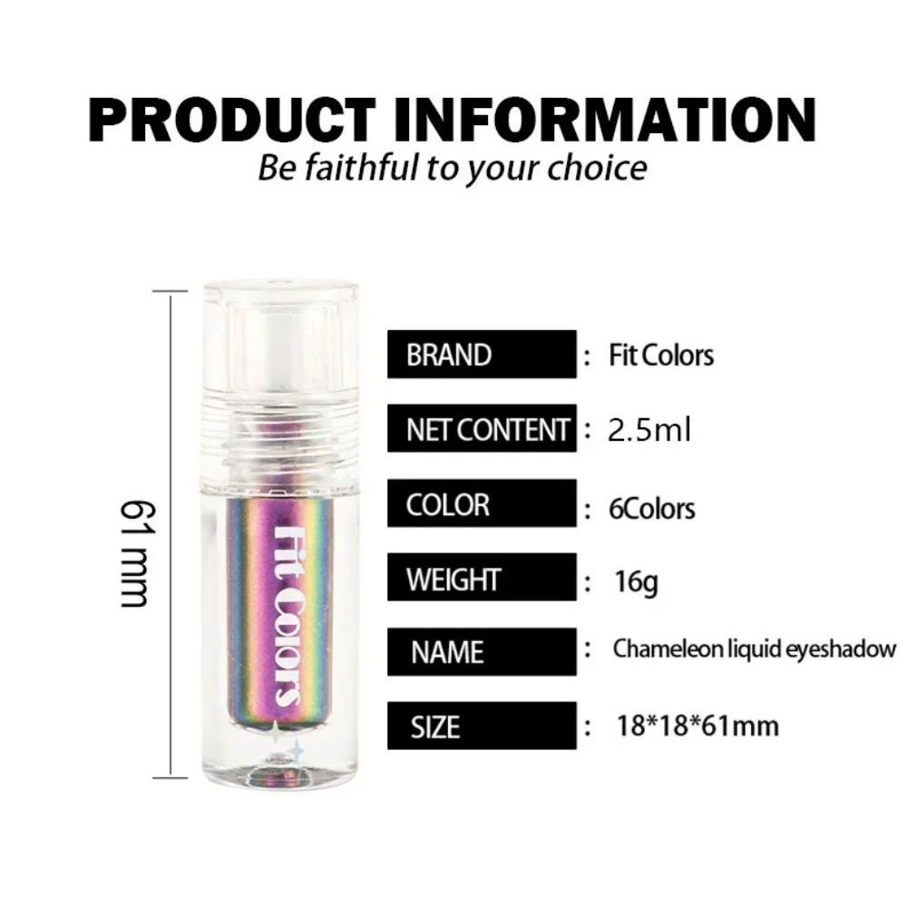 Metaliczny Błyszczący Płynny Cień do Powiek 6 Kolorów Połyskujący Dekoracja Twarzy Błyszczyk do Ust Optyczny Kameleon Szminka Brokat do Oczu Pigment