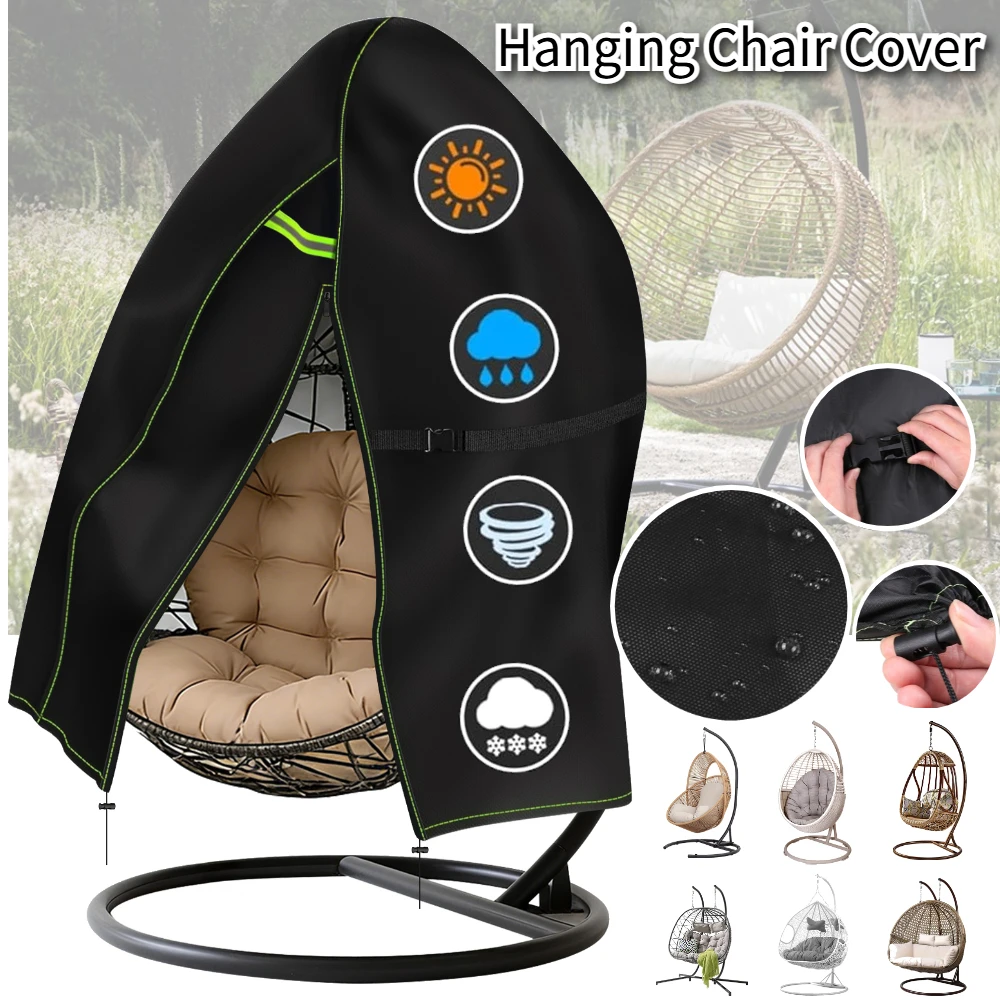 Upgraded Patio Egg Chair Cover with Zipper Wicker Egg Swing Chair Cover Waterproof Weather Resisatnt Outdoor Hanging Chair Cover