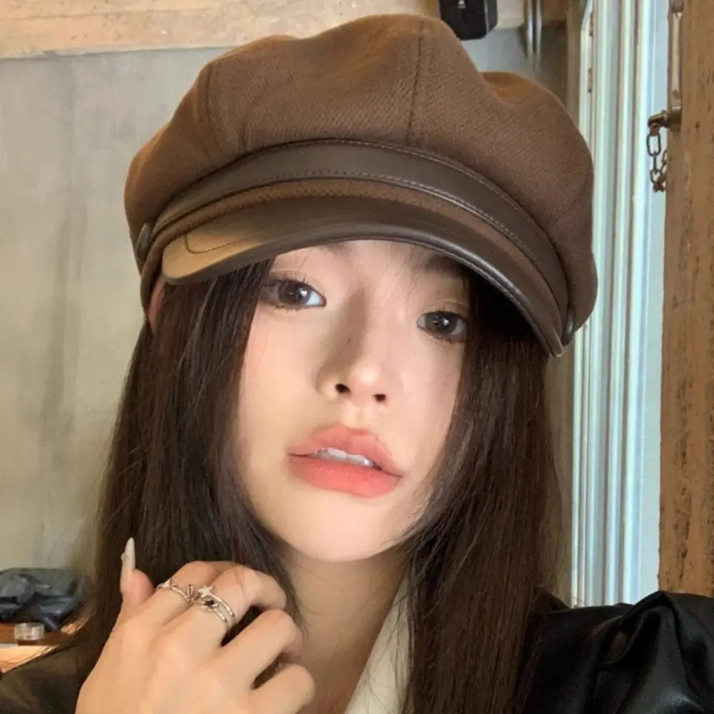 Fashion Woolen Winter Beret Hat Windproof Vintage Painter Octagonal Cap Warm Breathable Panama Cap for Women