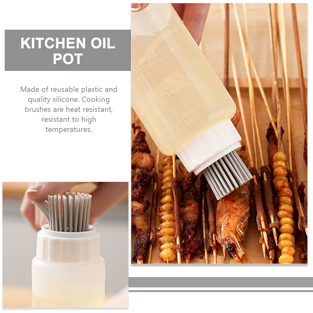 

4Pcs Transparent Silicone Brush Head Oil Dispenser Leak-Proof Cooking Oil Bottle Kitchen Seasoning Storage Container Bbq