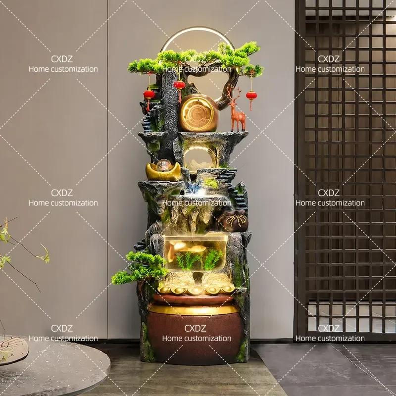 Chinese Rockery Flowing Water Fountain Ornament for Living Room Office Floor Decoration Circulation Water Feature Lucky