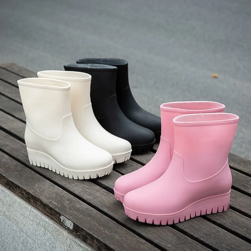 New Rain Boots Women's High-heeled Platform Waterproof and Non-slip Water Shoes Leisure Wear Rain Boots Ladies Rubber Shoes.
