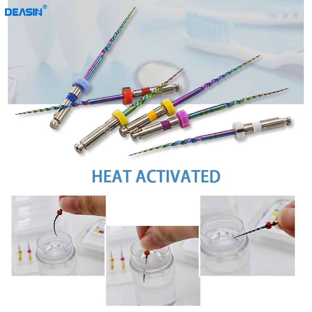 6pcs/Box Dental SX-F3 Golden Files Heat Activated NiTi Canal Root Files Can Bend Endodontic Treatment Rotary File 25mm