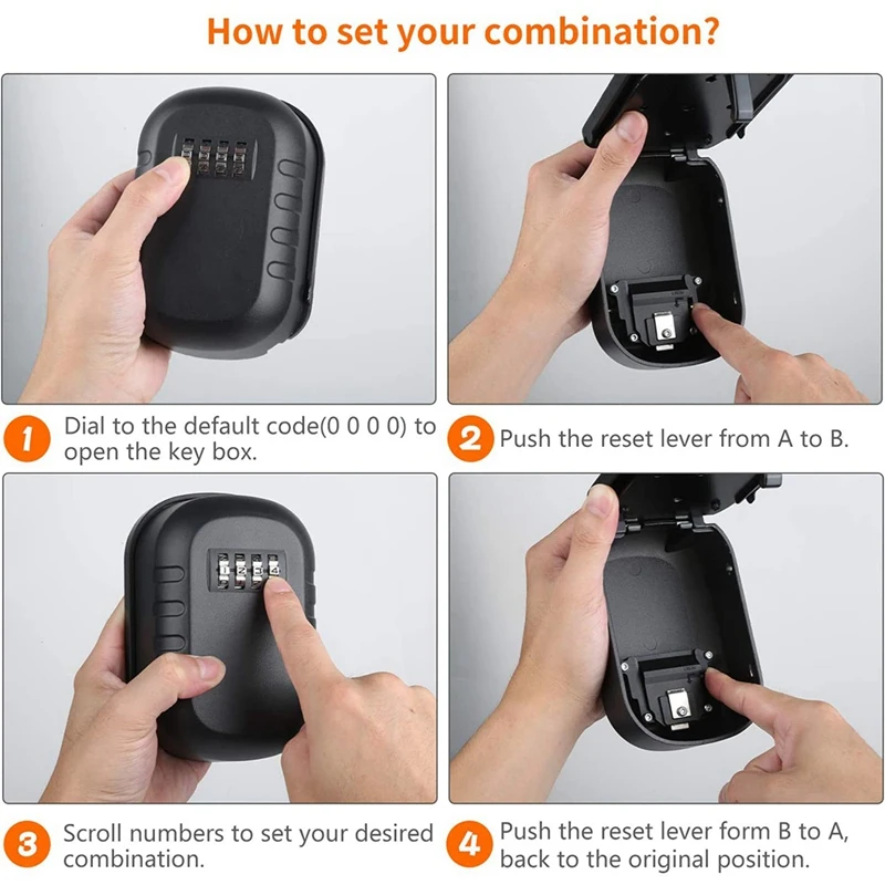2x Sleutelvergrendelingskast Muurbevestiging 4-cijferige Combinatie Weerbestendige Sleutel Opbergvergrendelingsdoos, Veiligheidscombinatie Met Grote Capaciteit Lockbox