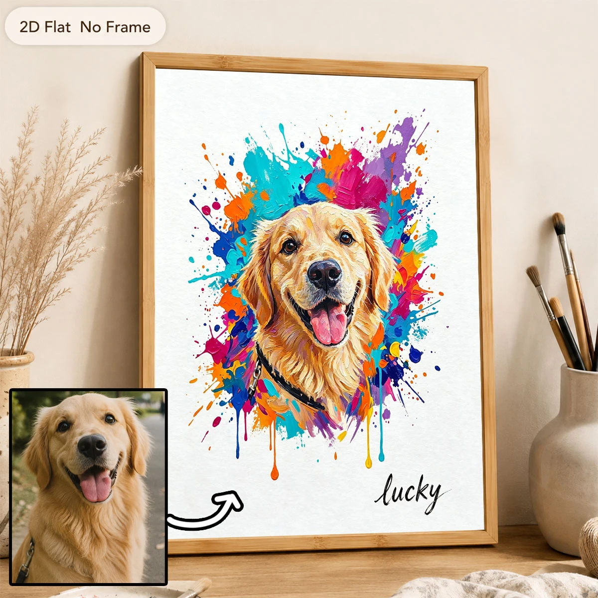 Custom Pet Photos Custom Watercolor Art Posters Dog Cartoon Portrait Wall Art Gallery Wall Prints Christmas Canvas Prints  Gift