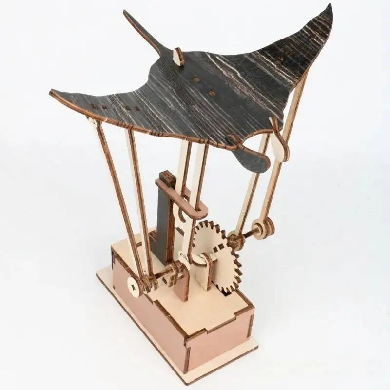 

Black Walnut Solid Wood Ornament Handmade Wooden Motorized Figurine Manta Ray Automaton Home Decoration Gifts