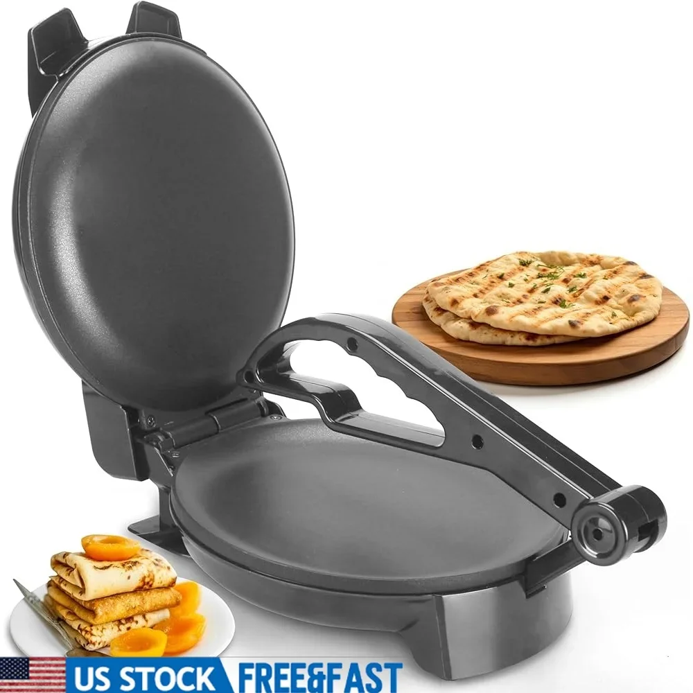 Roti Maker eléctrico de 8 pulgadas, máquina de tortilla antiadherente de calentamiento rápido, Control de temperatura, diseño compacto, prensa plana versátil para pan