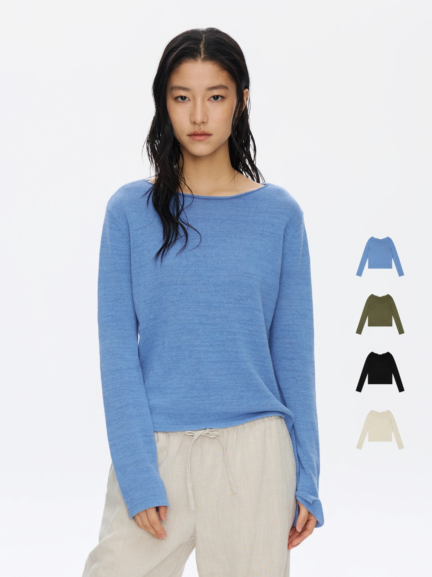 

Женская трикотажная футболка Oneup с длинным рукавом, льняной спортивный топ для йоги, тонкий, свободного кроя, весенний, с круглым вырезом, дышащий, комфортный