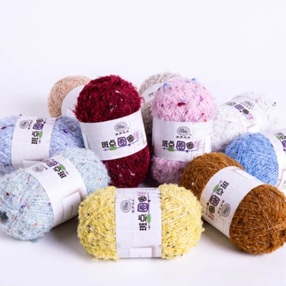 50g Spotted Wool Circle Yarn, Hand Crochet DIY Scarf Sweater Doll Hand Mixed Thread Wiring, Moisture Absorbing and Breathable