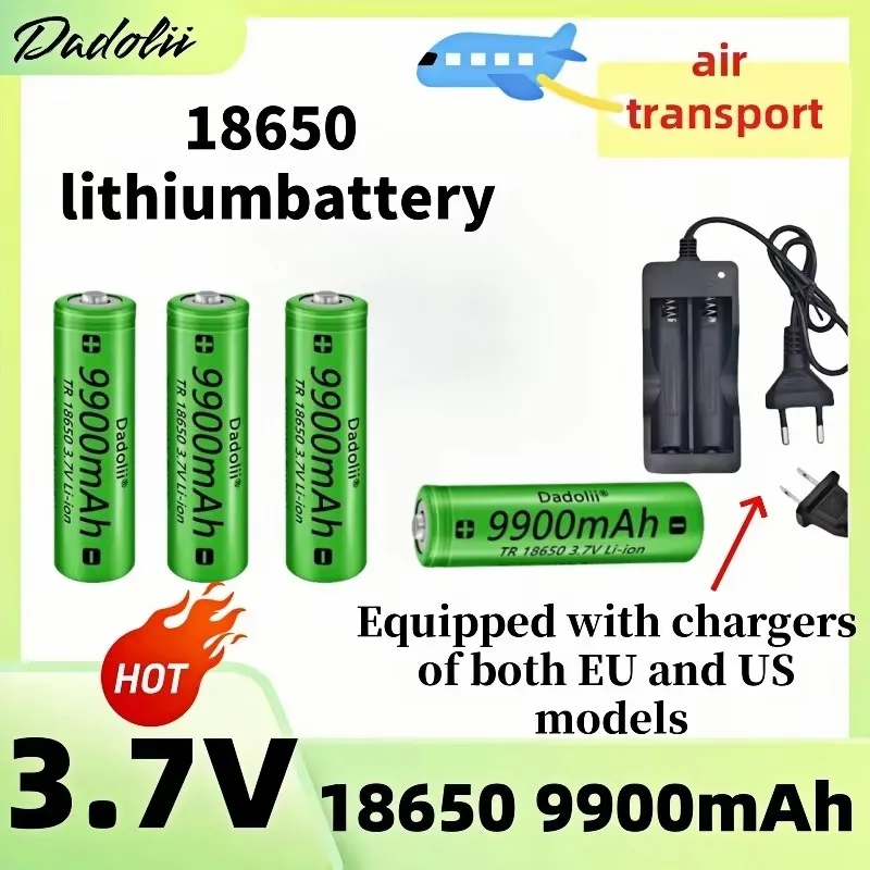 18650 Battery Rechargeable Battery 3.7V 18650 9800mAh Capacity Li-ion Rechargeable Battery For Flashlight Torch Battery+Charger