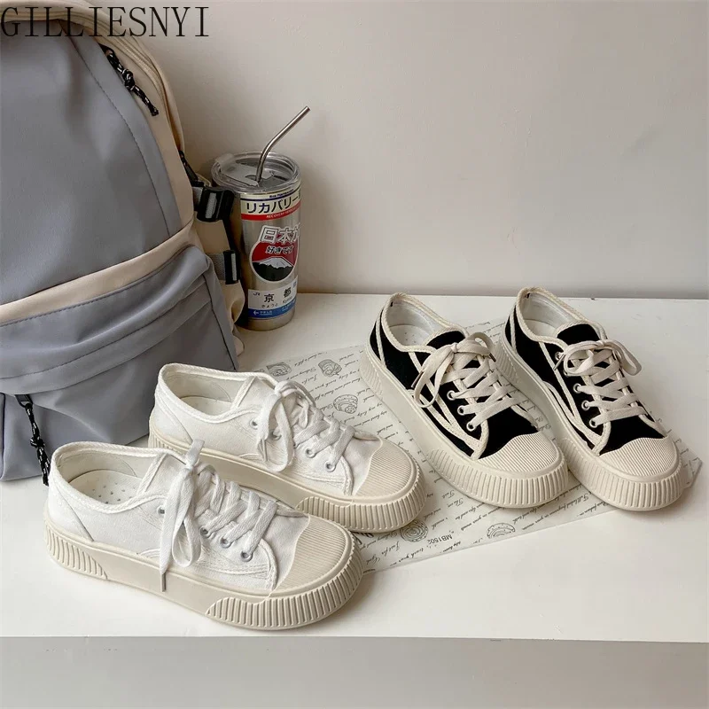 Canvas Shoes for Woman 2024 Summer New Fashion Women Casual Shoes Flats Canvas Women\'s Vulcanized Sneakers Walking Female Shoes