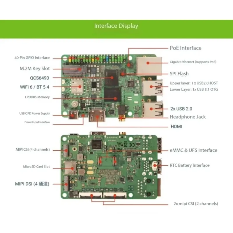 for Dragon Q6A Development Board QCS6490 12TOPS Hashrate LPDDR5 AA