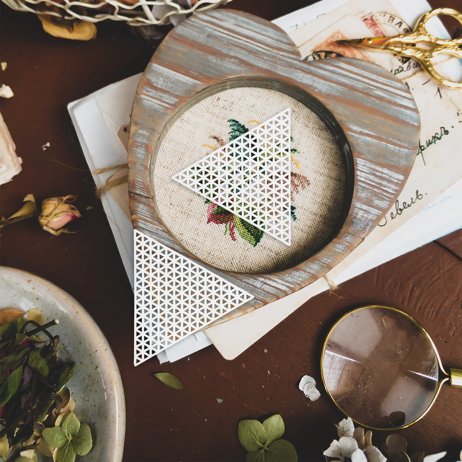 20 قطعة من أوراق القماش البلاستيكية المثلثة قماش شبكي من البلاستيك الشفاف DIY بها بنفسك لوازم الخياطة اليدوية أدوات التطريز الحرفية #3