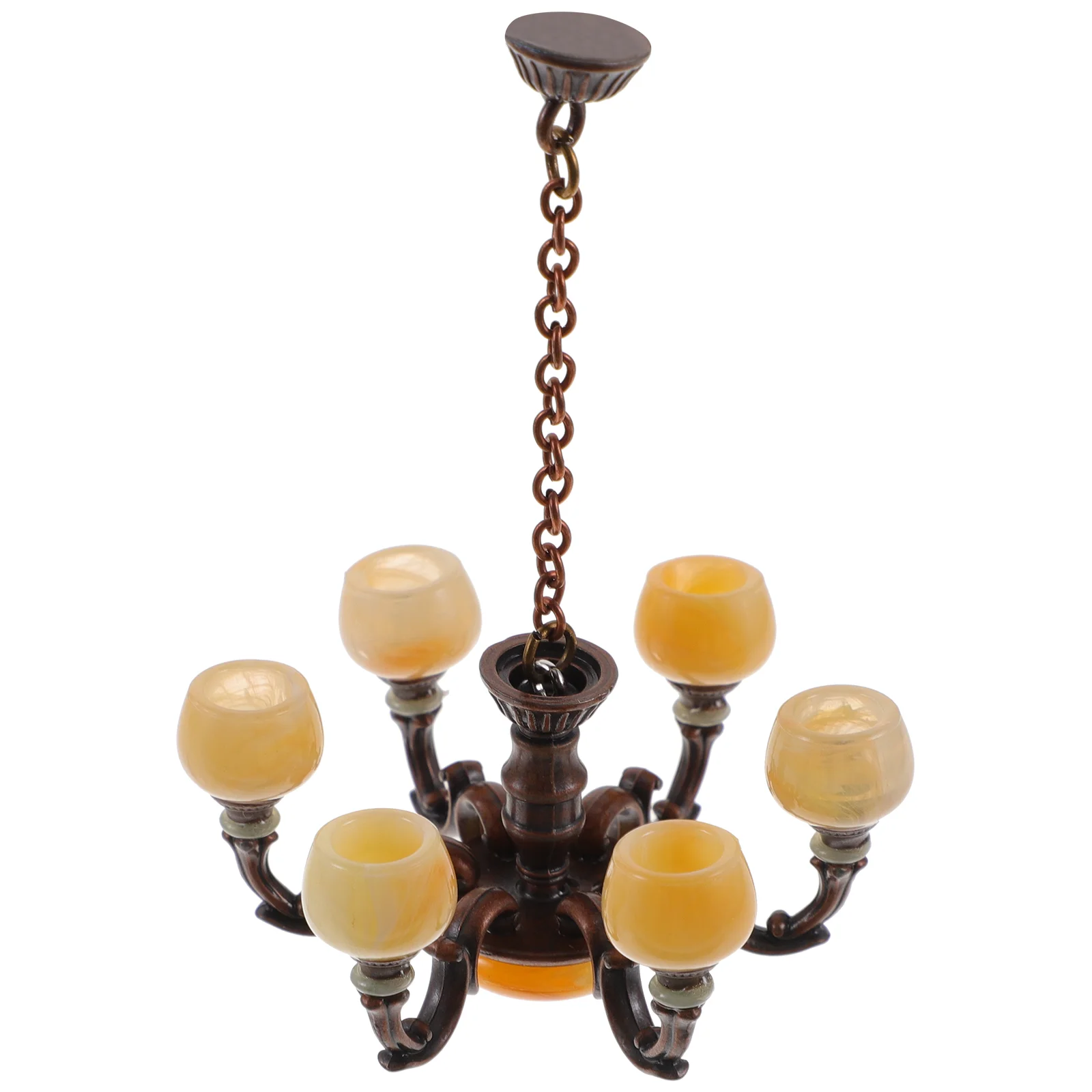 

Retro Chandelier Model Mini House Ceiling Lamp Simulation Miniature Vintage Decor